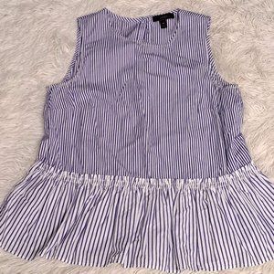 J. Crew Women's Button Up Tank Top Blouse Blue/White - Size Small